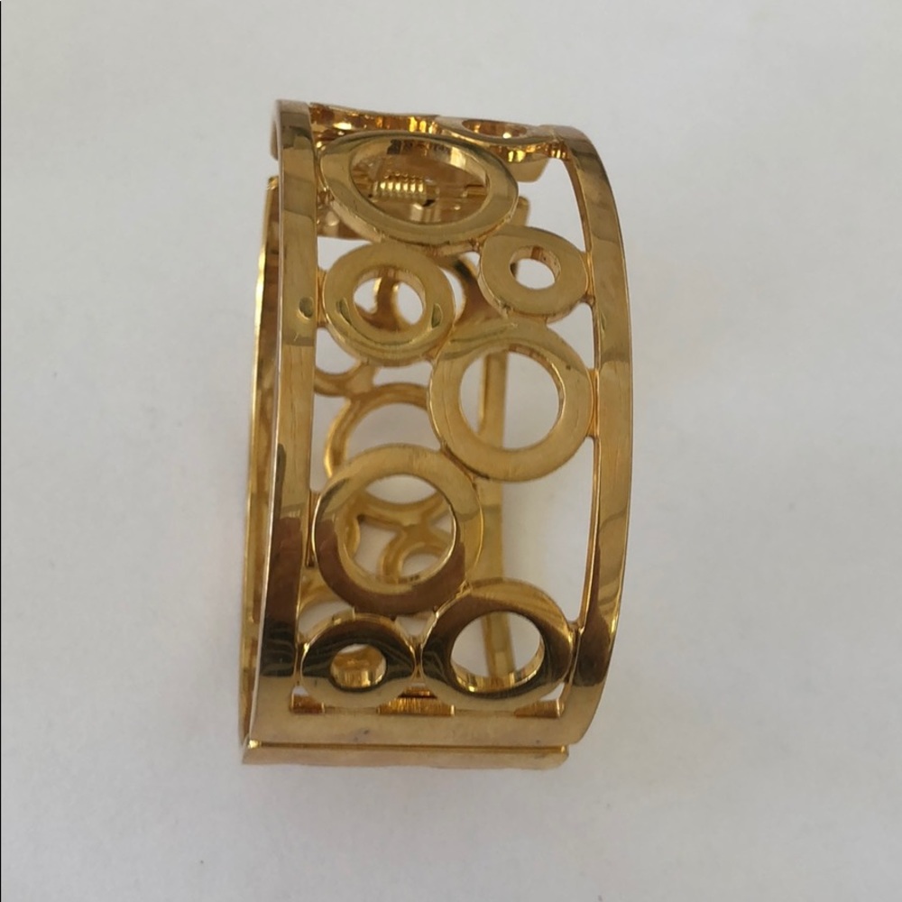 Gold Tone Hinged Bracelet Dots Dots View 4